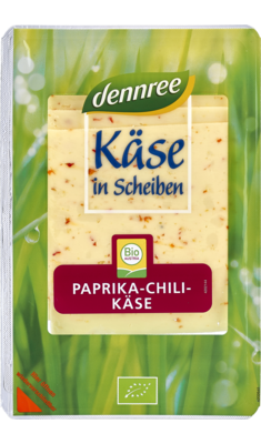 Paprika-Chili-Käse aus Weidemilch in Scheiben