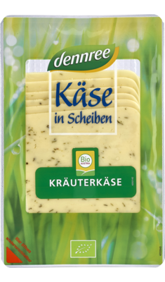 Kräuterkäse aus Weidemilch in Scheiben