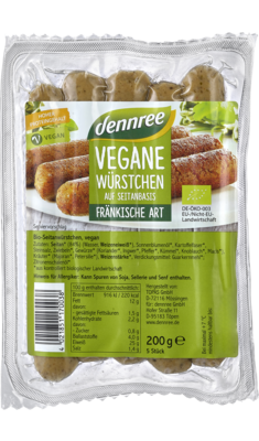 Vegane Würstchen auf Seitanbasis Fränkische Art