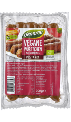 Vegane Würstchen auf Seitanbasis Puszta Art