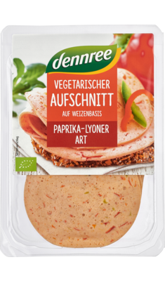 Vegetarischer Aufschnitt auf Weizenbasis Paprika-Lyoner Art