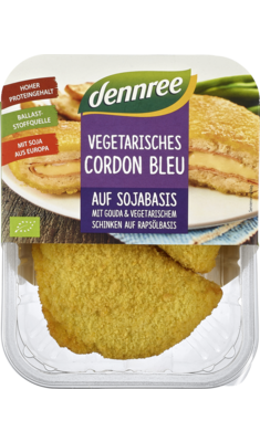 Vegetarisches Cordon bleu auf Sojabasis mit Gouda und vegetarischem Schinken auf Rapsölbasis