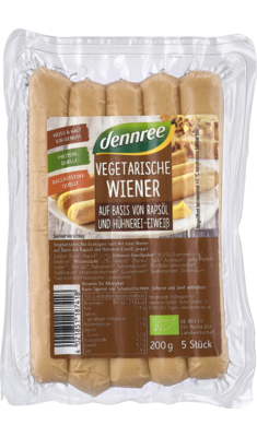 Vegetarische Wiener auf Basis von Rapsöl und Hühnerei-Eiweiß