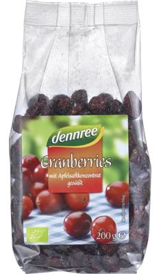 Cranberries mit Apfelsaftkonzentrat gesüßt, 200 g