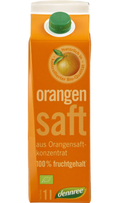 Orangensaft aus Orangensaftkonzentrat mit 100% Fruchtgehalt
